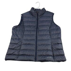 Eddie Bauer Vest Down Blue Charcoal Quilted Vest Women's 2XL